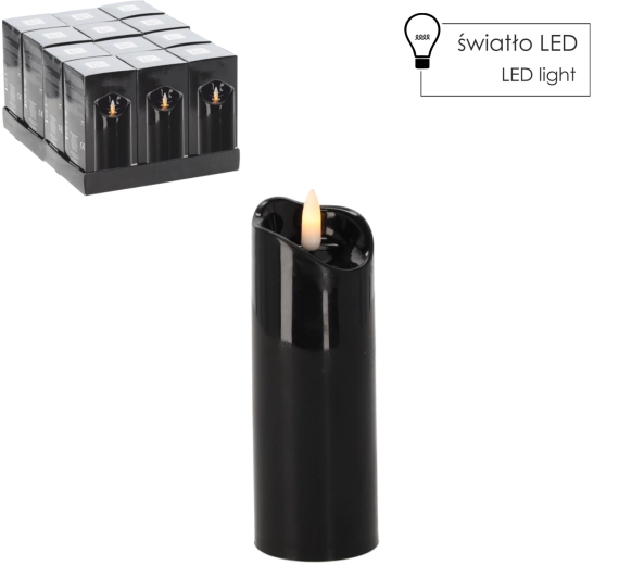 LED svíčka 5 × 15 cm černá