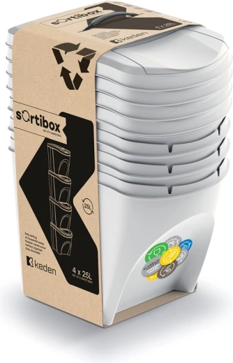 Sada třídicích košů Sortibox 4×25 l popelavě šedá
