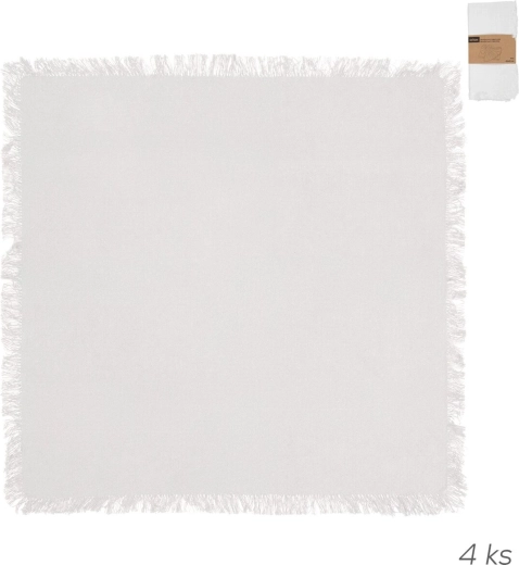 Bavlněné ubrousky v bílé barvě 45 × 45 cm, sada 4 ks