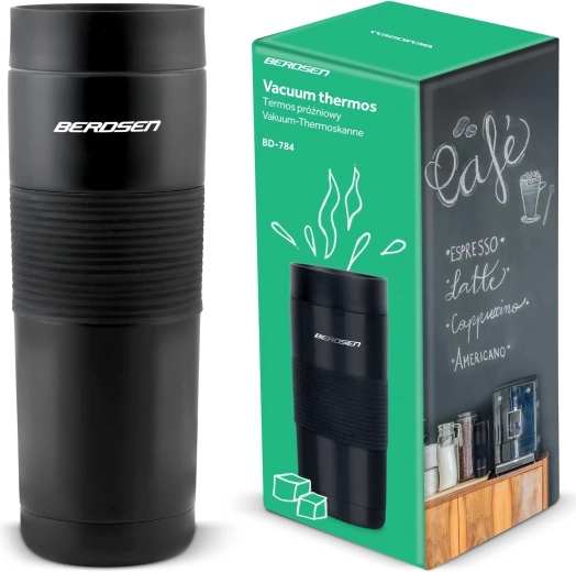 Termoska na nápoje 590 ml BERDSEN s brčkem, černá