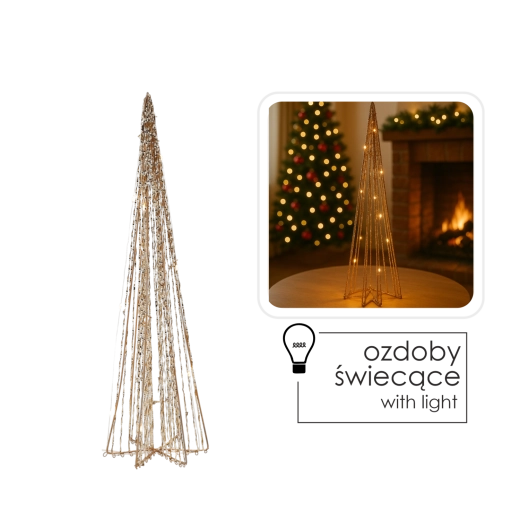 Vánoční LED kuželový stromek 50 cm – zlatý