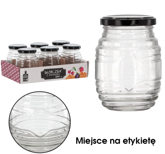 Sklenice s víčkem 380 ml pruhy