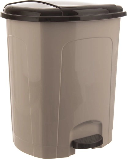 Plastový odpadkový koš s pedálem 30 l, béžový s tmavým víkem