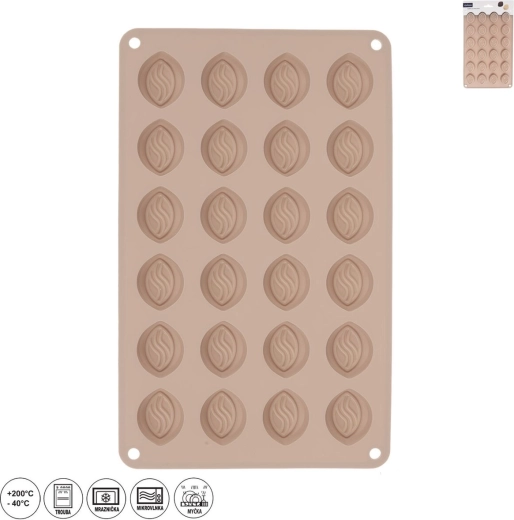 Silikonová forma na pralinky a čokoládu, 24 dutin, béžová