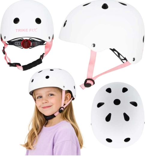 Dětská cyklistická helma s LED TRIKE FIX S 48–54 cm bílá