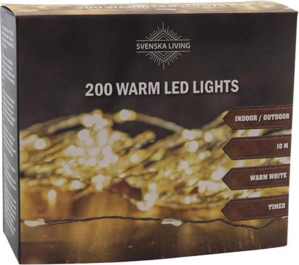 Světelný řetěz s časovačem 200 LED, 10 m