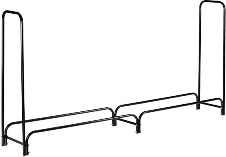 Kovový stojan na palivové dřevo s plachtou 244 × 38 × 118 cm, černý