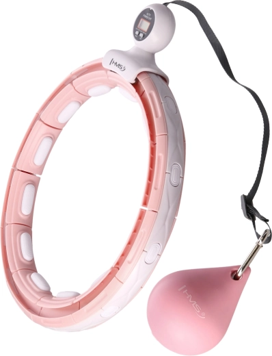 Masážní hula hoop se závažím, magnety a počítadlem HMS – růžový