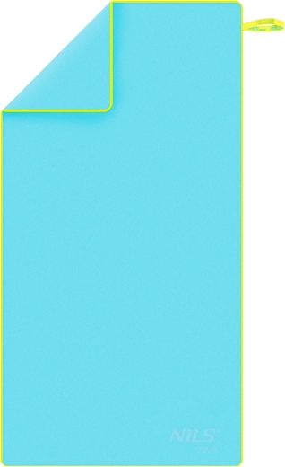 Rychleschnoucí mikrovláknový ručník NILS aqua, světle modrý/zelený 140 × 70 cm