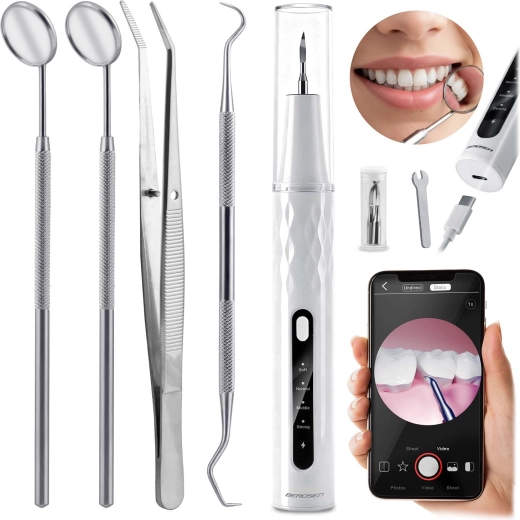 Ultrazvukový skaler se zabudovanou kamerou BERDSEN – 4 režimy, LED světlo, USB‑C