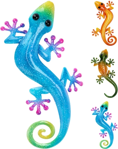 Zahradní kovová dekorace ještěrka 46 × 23 × 2 cm, mix barev