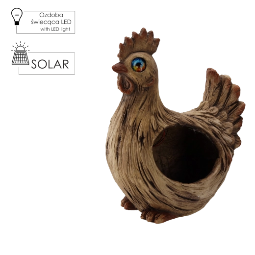 Zahradní květináč kohout se solárním LED osvětlením 29,5 × 20 × 38 cm