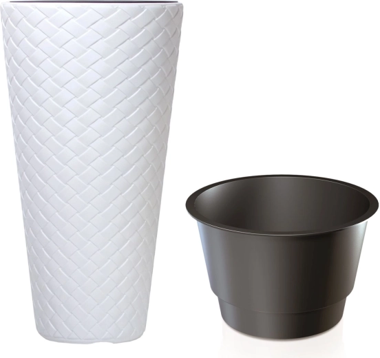 Květináč Matuba Slim s vložkou 40 cm bílý