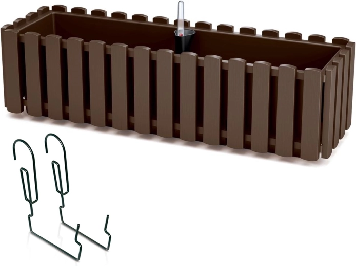 Samozavlažovací závěsný truhlík na zábradlí 58 cm hnědý BOARDEE FENCYCASE