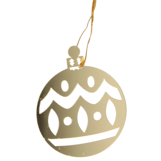 Zlaté vánoční baňky s výřezy 8 × 6 cm, sada 3 ks