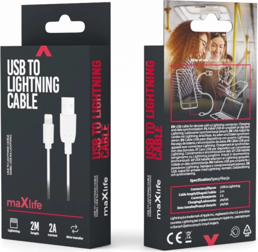 Maxlife USB–Lightning kabel 2 m bílý