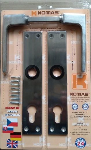 Dveřní klika se štítem na cylindrickou vložku, hliník