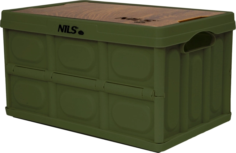 Skládací přepravka s dřevěným víkem 2v1 9 l zelená