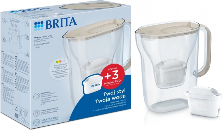 Filtrační konvice BRITA Style Essential 2,4 l se 3 filtry, písková