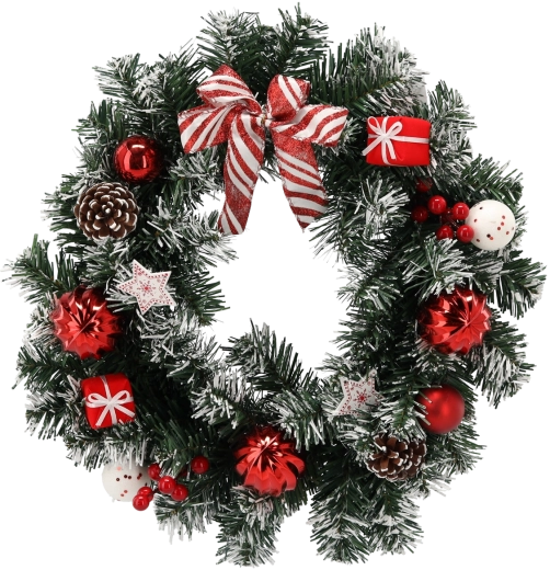 Vánoční věnec 40 cm bílo-červený