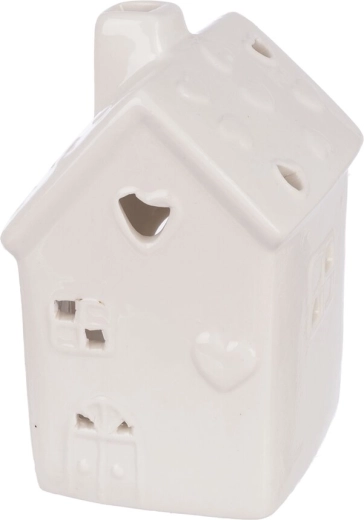 Porcelánový svícen domeček bílý 10,5 cm