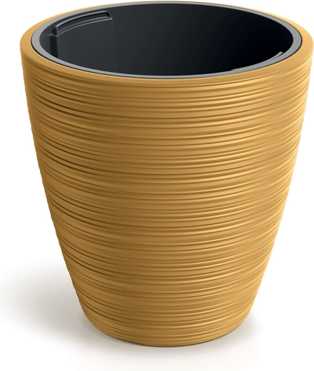 Květináč Vena Round hořčicový 30 cm s vnitřní vložkou