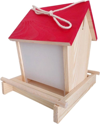 Ptačí krmítko se stříškou z borovicového dřeva