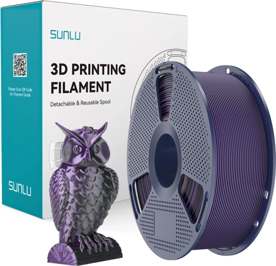 Sunlu pla+ silk dvoubarevný filament černá a fialová