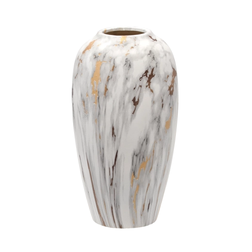 Keramická váza 11,5 × 11,5 × 25 cm, bílo‑zlatá