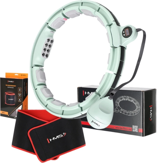 Sada masážní hula hoop HMS s počítadlem a magnety + zeštíhlující pás BR163, zelená
