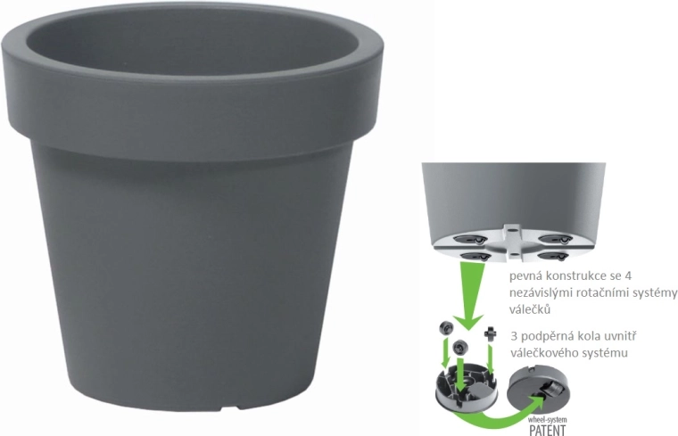 Květináč Lofly 58,2 cm šedý kámen na kolečkách