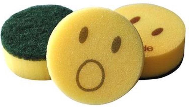 Kulaté houbičky na nádobí Smajlík, 6 ks