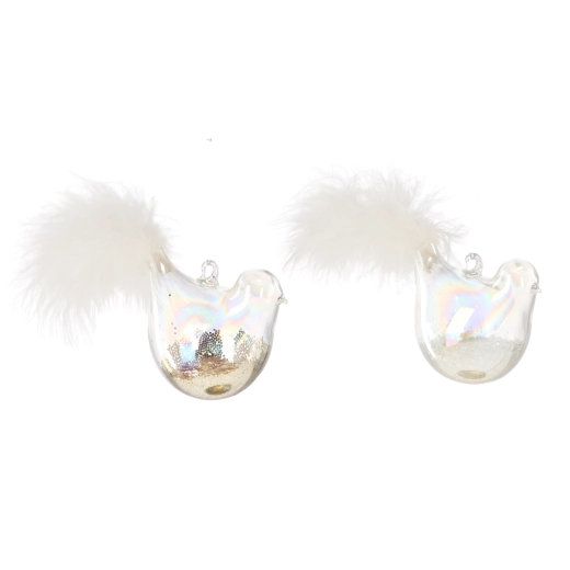 Skleněná vánoční ozdoba ptáček – sada 6 ks