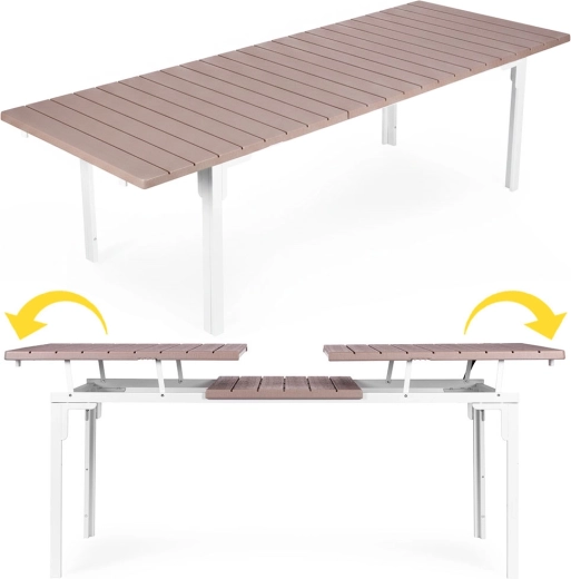 Rozkládací zahradní stůl pro 12 osob 180–240 cm, ocel a HDPE, MultiGarden, béžový
