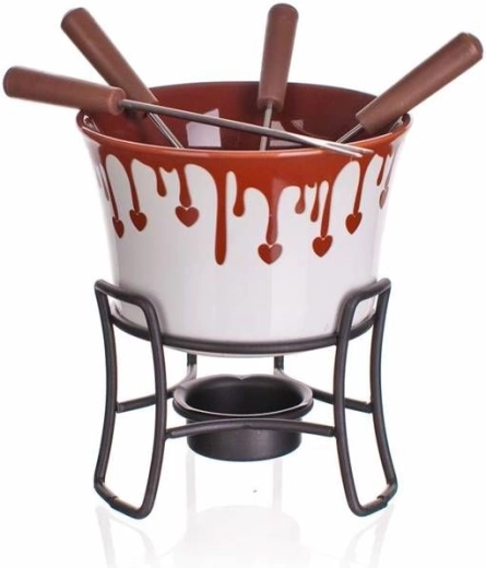 Čokoládové fondue sada Choco Dark, 6dílná, keramická