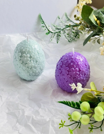 Ručně vyráběná sójová svíčka Květinové vajíčko