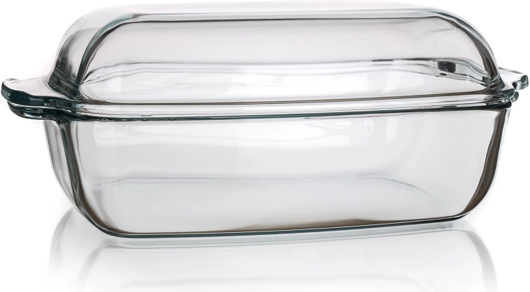 Pekáč hranatý ze skla s víkem 5,5 l