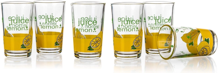 Sklenice s potiskem Lemon 250 ml, sada 6 ks