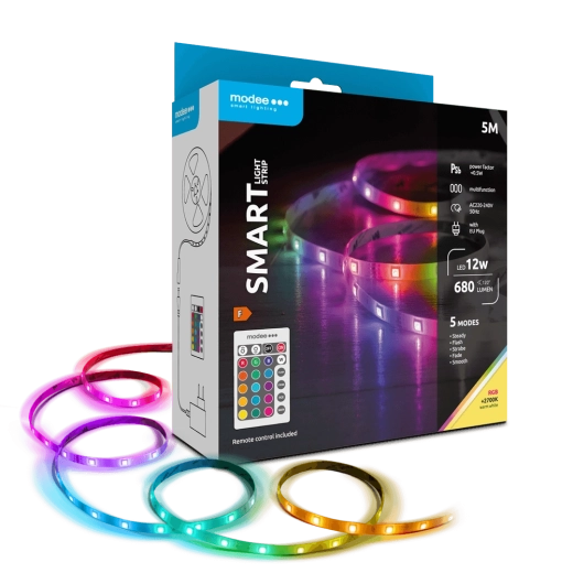 Modee LED Smart – chytrý LED pásek 12 W, 5 m, 2700K + RGB, 680 lm, IP20