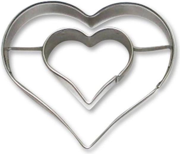 Vykrajovátko na cukroví – dvojité srdce z nerezu 5–6 cm