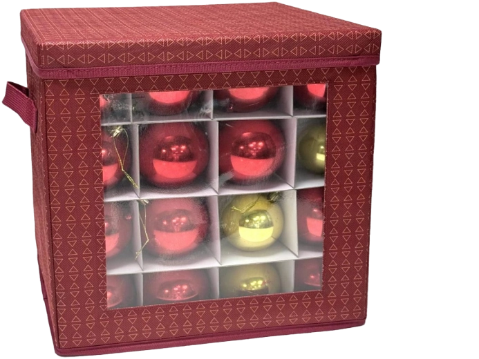Organizér na uložení vánočních ozdob červený 33 × 33 × 33 cm - 1 kus