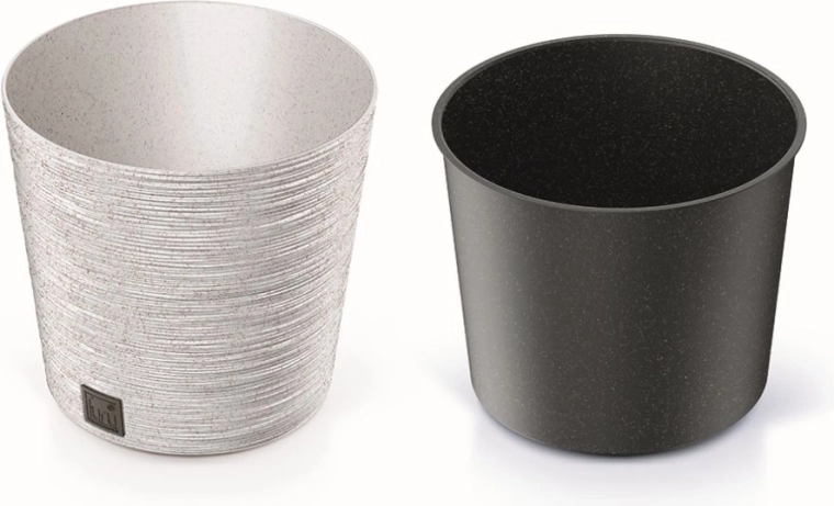 Květináč Furu Round Low Eco Wood 30 cm – bílá