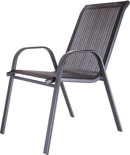 Zahradní stohovatelná židle Harrow, ocel a textilen, černá, 2 ks