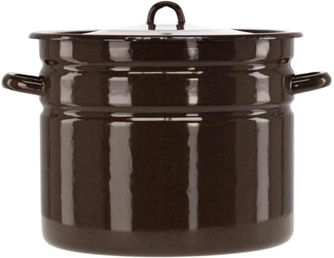 smaltovaný hrnec 20 l, 32 cm, hnědý s poklicí