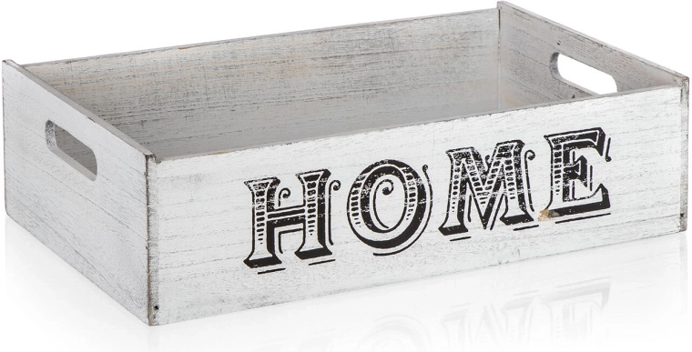 Dřevěná dekorační bedýnka HOME 41 × 25 × 11 cm
