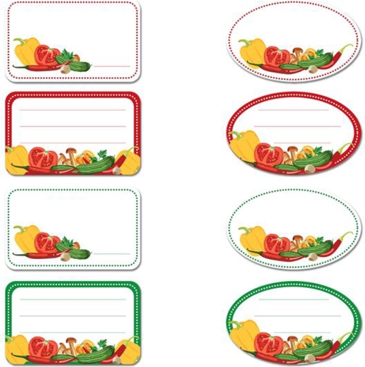 Samolepicí štítky na zavařeniny TORO, zelenina, 96 ks