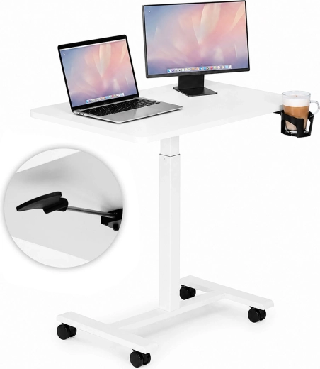 Pojízdný výškově nastavitelný stolek na notebook ModernHome 70 × 48 cm bílý