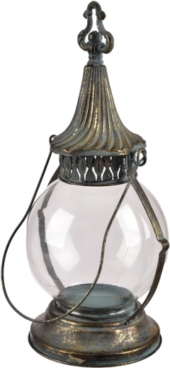 Skleněno-kovový svícen ve zlaté barvě 42 cm