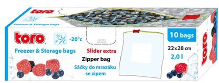 Potravinový sáček na mražení TORO 2 l, zip, 10 ks