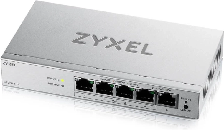 Zyxel GS1200-5HP v3 – 5portový gigabitový PoE síťově spravovatelný switch